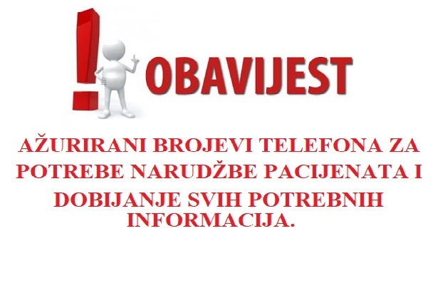 Ažurirani brojevi telefona za narudžbe pacijenata i dobijanje svih potrebnih informacija!